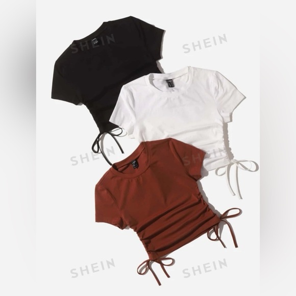 SHEIN Drawstring Ruched Side Tee - Picture 3 of 5